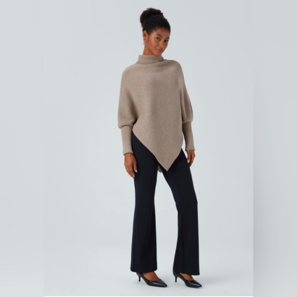 HALARA Taupe Women's Poncho Sweater - Picture 8 of 10